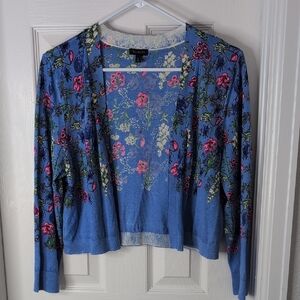 Talbots Blue Floral Cardigan